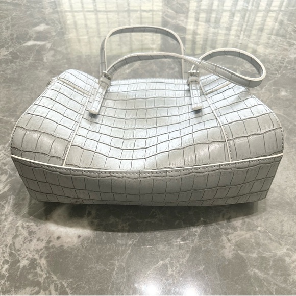 Guess Delaney Medium Classic Croc Embossed Gray Women’s Tote Handbag - Picture 6 of 8